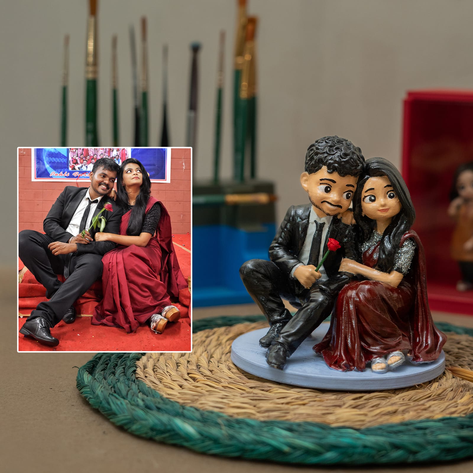Handcrafted 3D miniatures being painted by hand